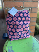 Load image into Gallery viewer, Navy + Pink Daisy Canvas Small Backpack Clutch
