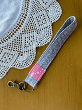 Load image into Gallery viewer, Gray Floral and Pink Key Fob
