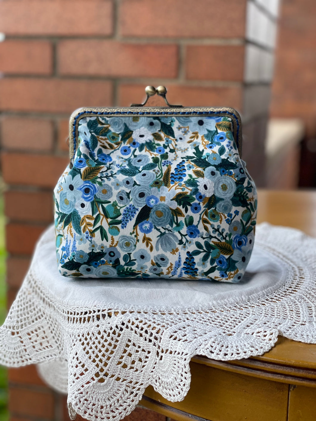 Blue Floral Women’s Clutch / small flowers