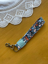 Load image into Gallery viewer, Dark Blue Floral Key Fob
