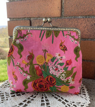 Load image into Gallery viewer, Pink Floral Cotton Women’s Clutch
