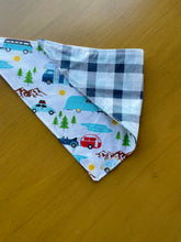 Load image into Gallery viewer, Blue Adventure/Gingham Dog Bandanna

