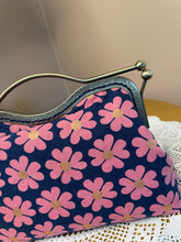 Load image into Gallery viewer, Women’s Navy/pink floral canvas Clutch Bag
