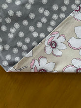 Load image into Gallery viewer, Large Pink Floral and Gray Dog Bandanna
