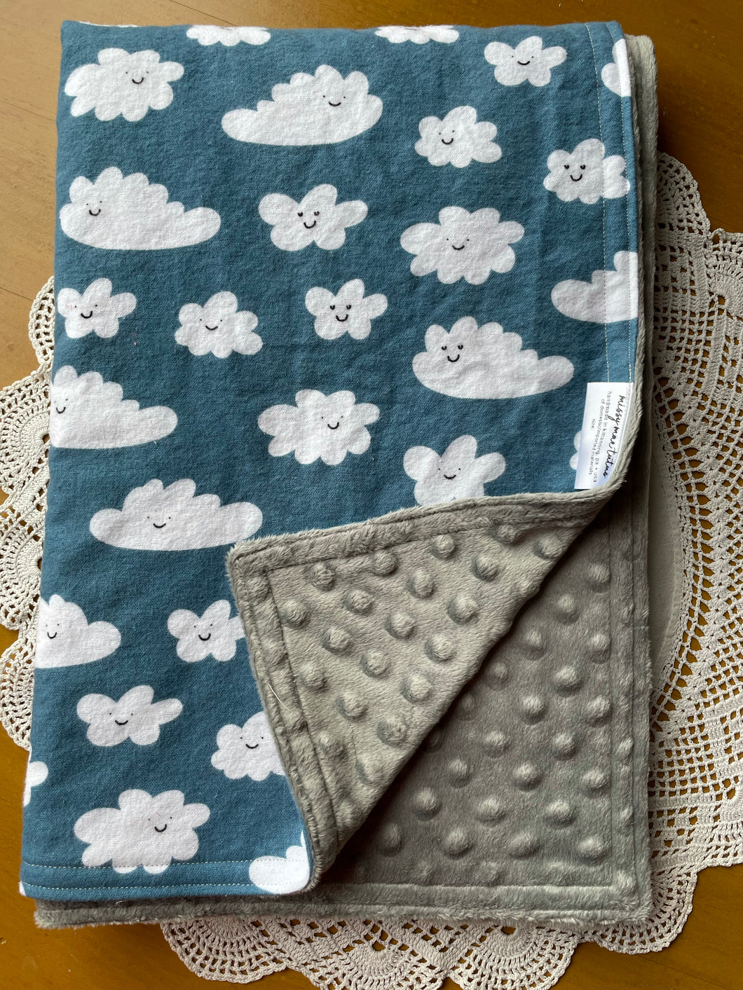 Happy Clouds Flannel and Minky Blanket