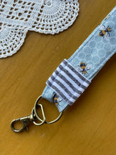 Load image into Gallery viewer, Bee and Linen Stripes Key Fob
