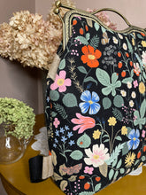 Load image into Gallery viewer, Black Floral Large Backpack Clutch Bag

