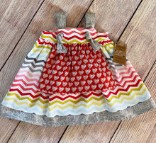 Load image into Gallery viewer, Rainbow and Hearts knot dress Size 12-24 months
