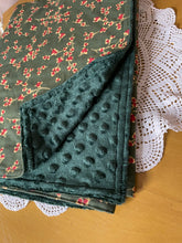Load image into Gallery viewer, Forest green minky and berry blanket
