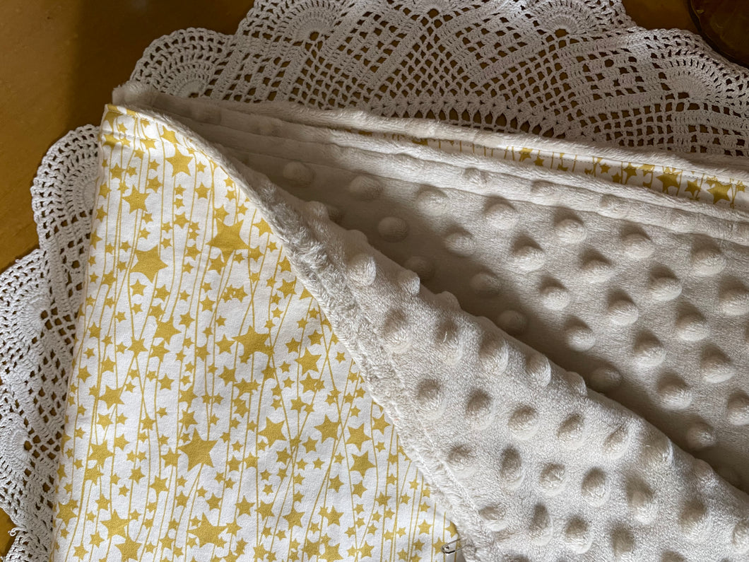 Gold star minky cotton baby blanket