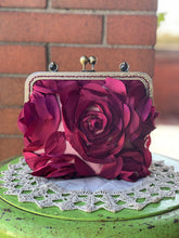 Load image into Gallery viewer, Women’s Rosette Handled Clutch/burgundy
