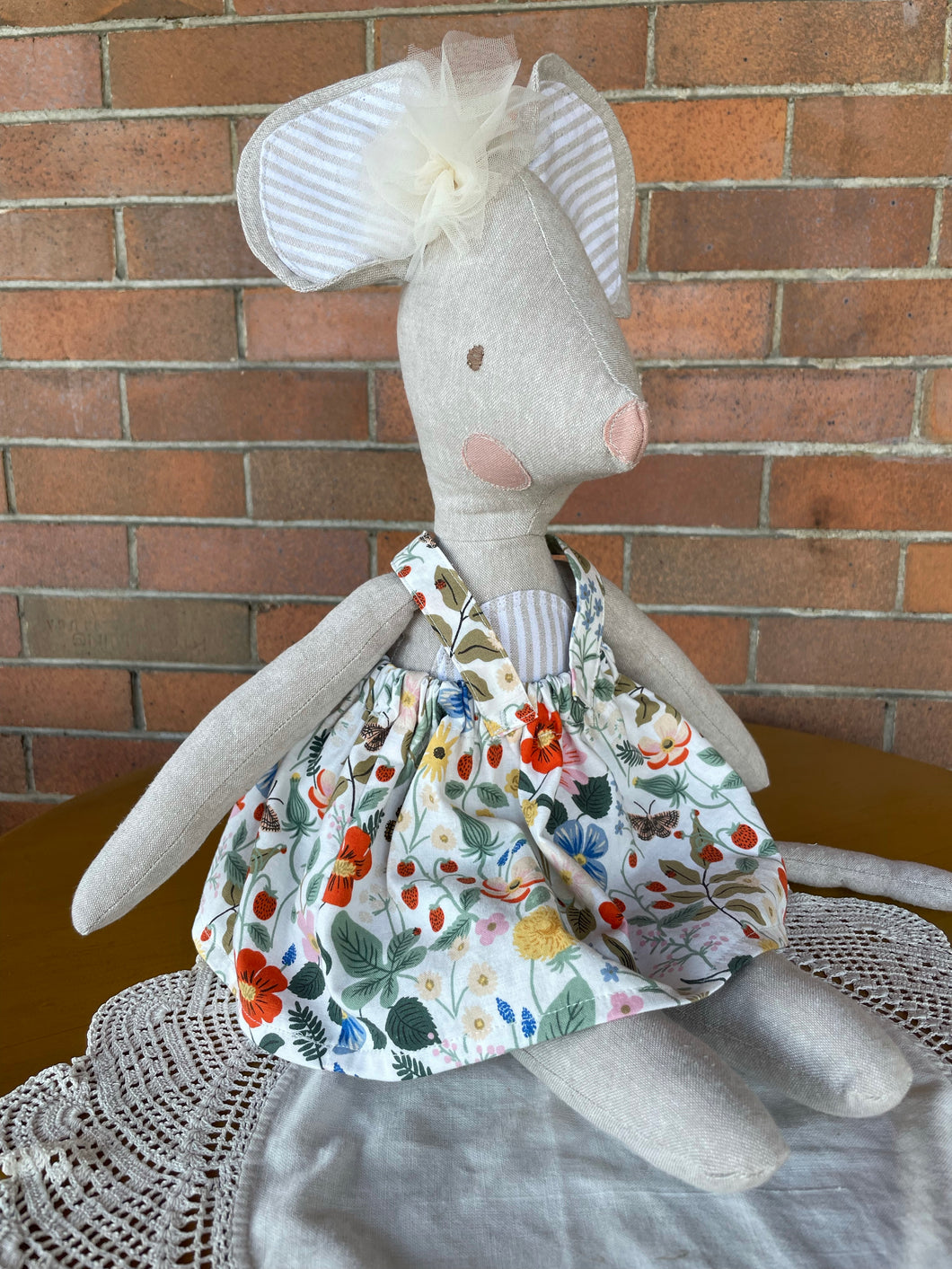 Millie Mouse Handmade Linen Doll