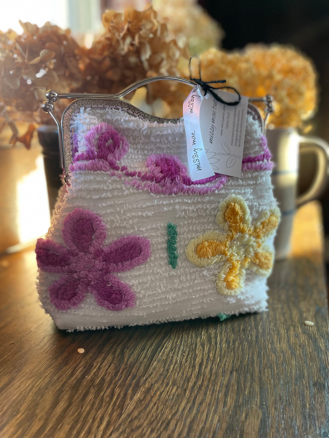 Women’s Chenille Clutch (upcycled chenille bedspread)