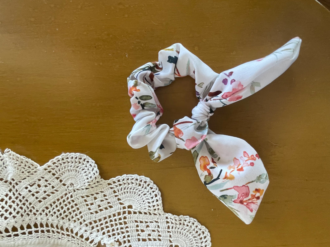 Springtime Floral Knot Tie Scrunchie